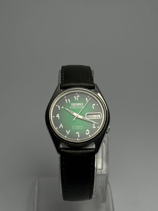 Seiko 5 Actus | Green Arabic Dial | 21 Jewels Automatic | Green Leather Strap | Day-Date