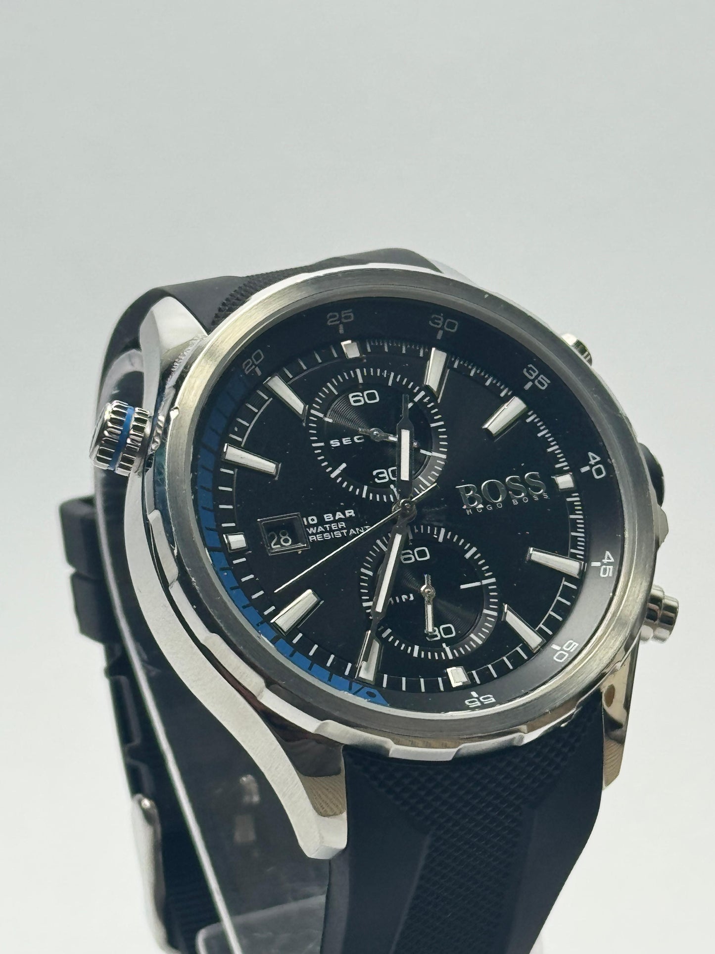 Refurbished Hugo Boss Chronograph Watch – Original Used | 10 BAR | Rubber Strap