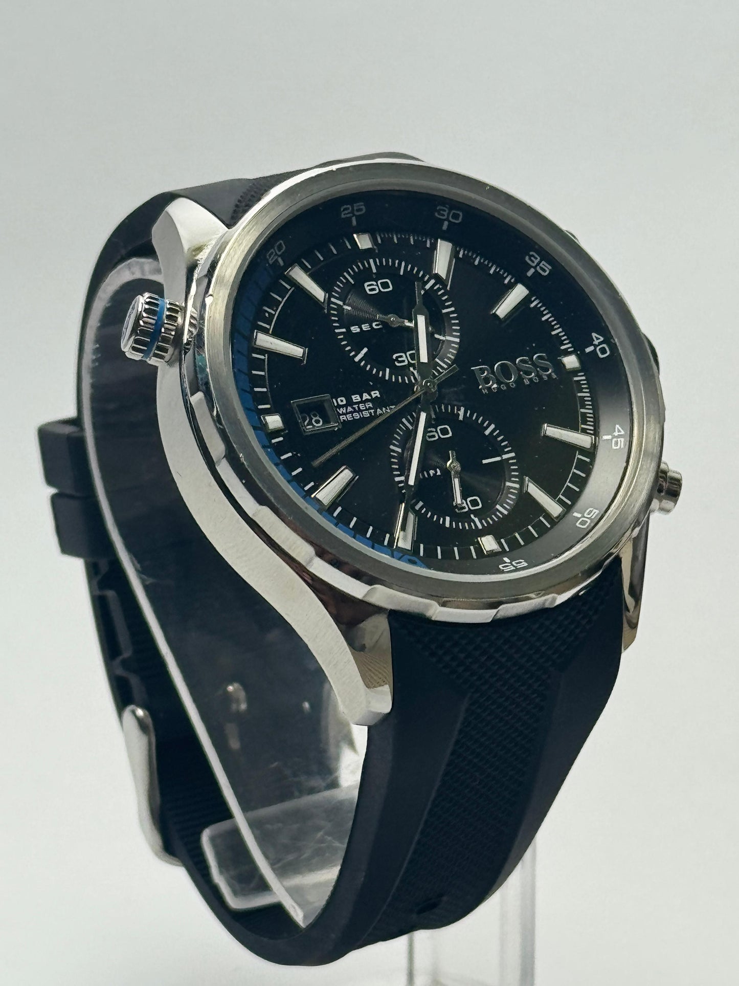 Refurbished Hugo Boss Chronograph Watch – Original Used | 10 BAR | Rubber Strap