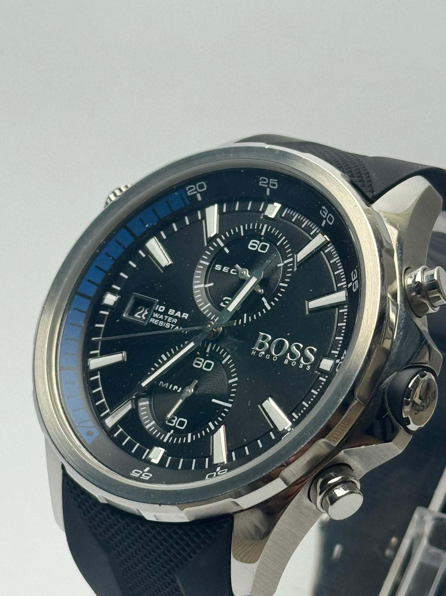 Refurbished Hugo Boss Chronograph Watch – Original Used | 10 BAR | Rubber Strap