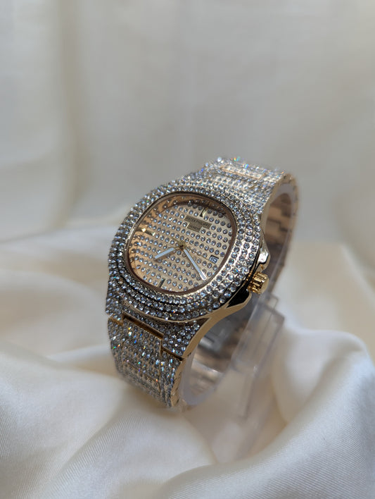 Golden Iced-Out Luxury Watch