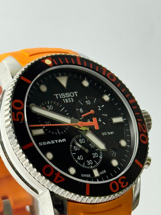 Refurbished Tissot Seastar 1000 Chronograph – Swiss Made | 30 BAR | Orange Strap